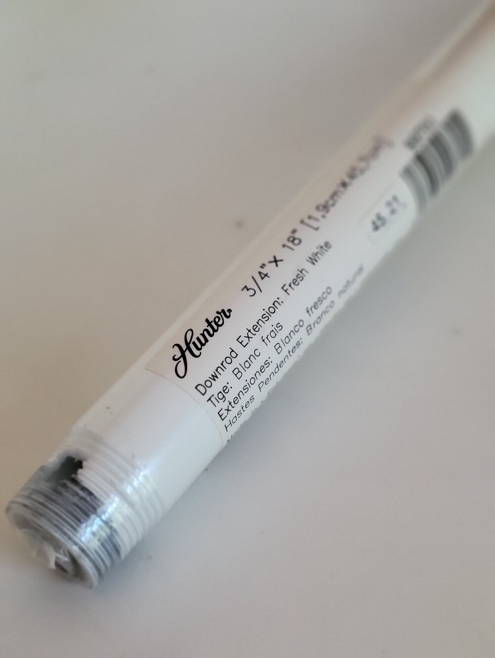 HUNTER 3/4" x 18" Downrod Extension, Fresh White for Ceiling Fan